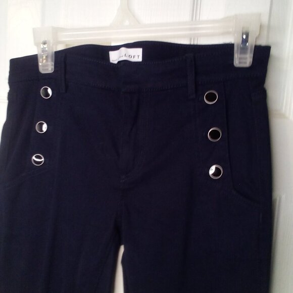 Loft Pants Women 25 0 Skinny Ankle Button Detail Blue - Picture 4 of 14